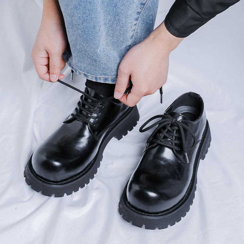 Schuhe mit großem Kopf Derby 2025 neue Herrenschuhe Nischen-Plateau Freizeitlederschuhe hochgezogene kleine Lederschuhe 1098-B