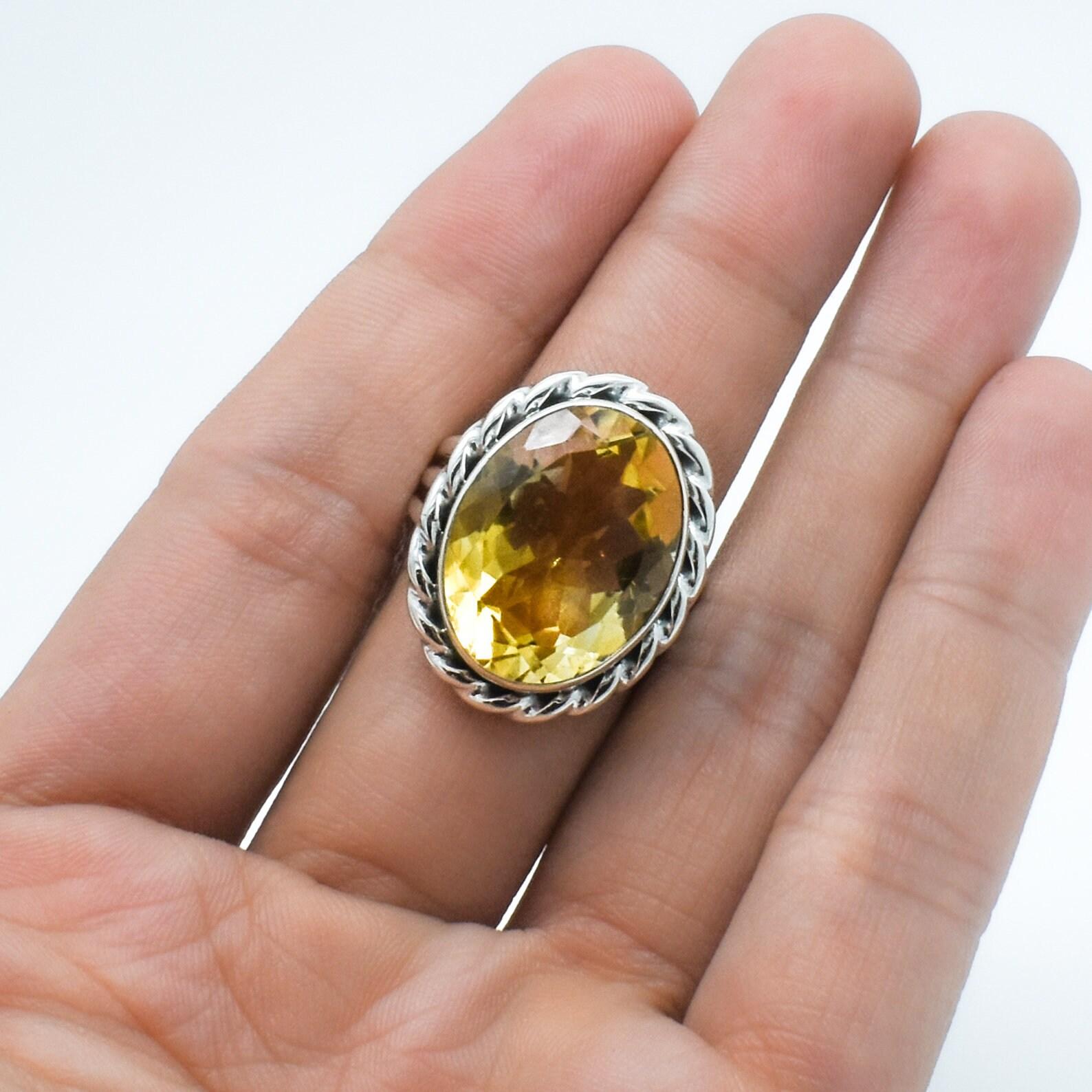 Oval Citrine Ring: Handmade 925 Sterling