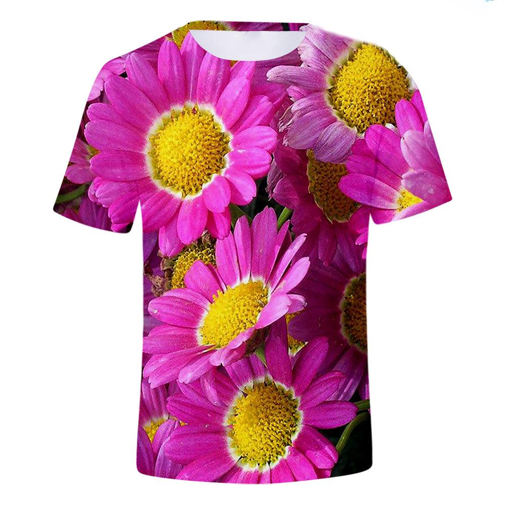 Rose Flower T-Shirts Floral 3D Print Men Women Hip Hop O-Neck Short Sleeve T Shirt Oversized Harajuku Y2k Tops Tees Kid Clothing