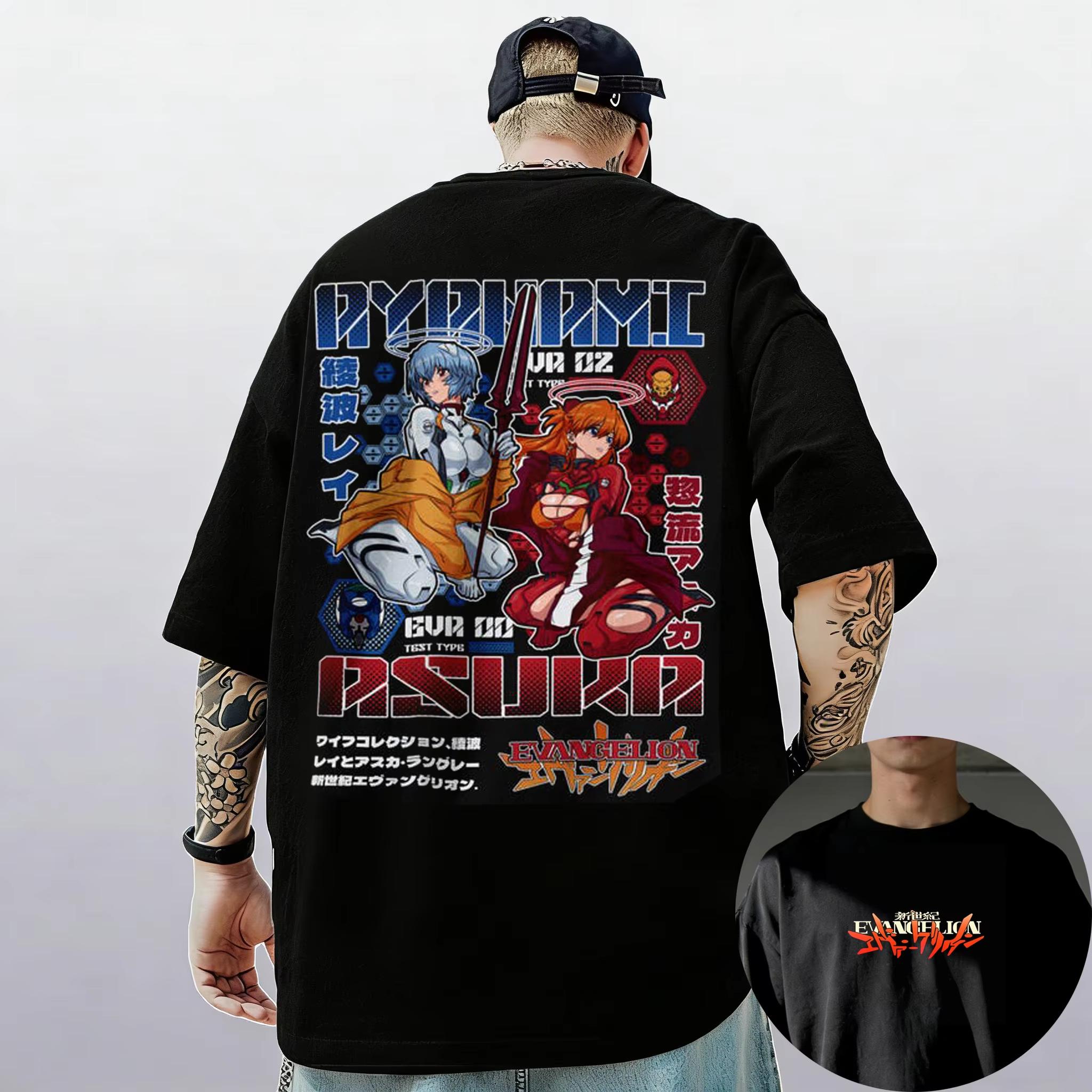 

Neon Genesis Evangelion Аянами Рей Аска Классический Стиль Футболка с коротким рукавом Мужская Женская 2026 Лето Родитель-Ребенок Хлопковые Футболки S