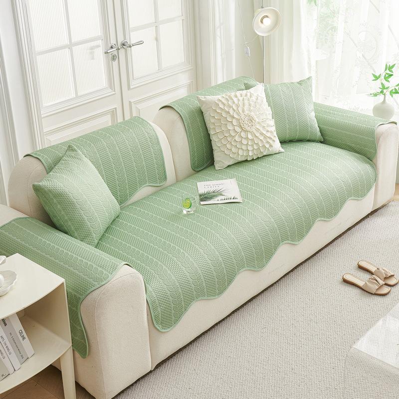 

New Summer Straight-Breasted Leather Sofa Cushion, One-Piece Fixed Non-Slip Seat Cushion, Summer Wheat Ear Pattern Sofa Cover 70*70cm