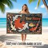 Koi Fish Theme Beach Towel Personalized Custom Name & Text Soft Quick Dry Beach Towel for Swimming Travel