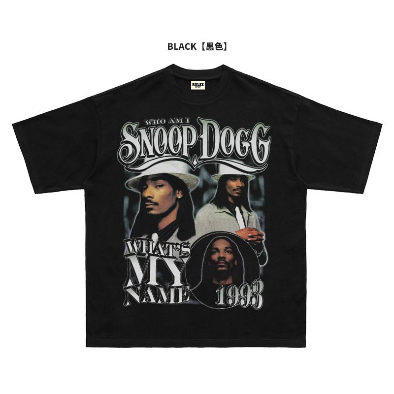 Léto 2026 Nové Vysoce Kvalitní Hip Hop Street Pohodlné Pánské Tričko s Kulatým Výstřihem a Potiskem Portrétu Snoop Dogga