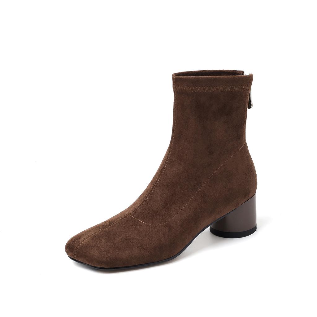 5CM Korean Small Ankle Boots 2025 Autumn and Winter New Suede Elastic Thin Boots Small Short Boots Commuting Versatile Single Boots Women