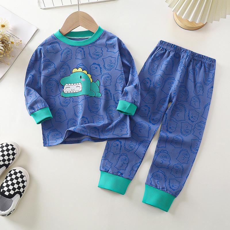 2026 Summer Children Full Sleeve Underwear Suits Baby Spring O-Neck Cartoon Cotton Pajama Set Long Pant Kids Home Wear Clothing Suit for Girl Boy