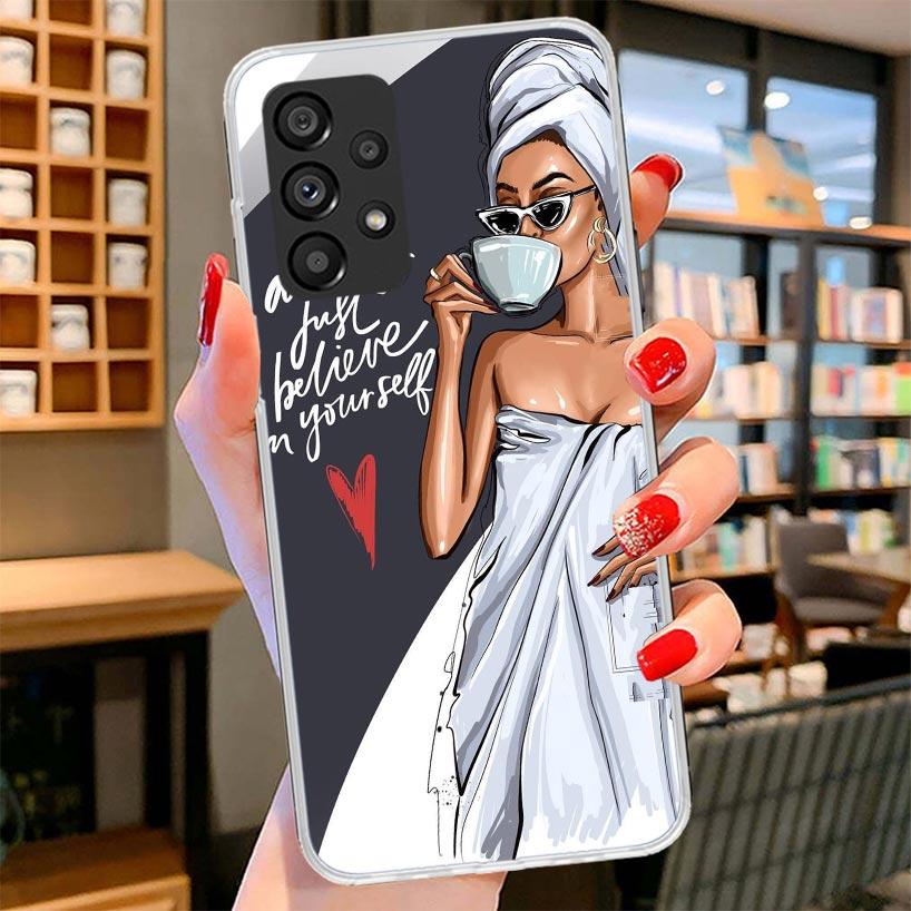 Girl Boss Female Coffee Phone Case For Samsung Galaxy A17 A37 A57 A16 A26 A36 A56 A15 A25 A35 A55 A14 A24 A34 A54 A13 A23 A33 A5