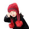 3-12 Years Autumn Winter Kids Beanie Hairball Solid Color Thickened Fleece Lined Jacquard Baby Girls Knitted Hat for Outdoor
