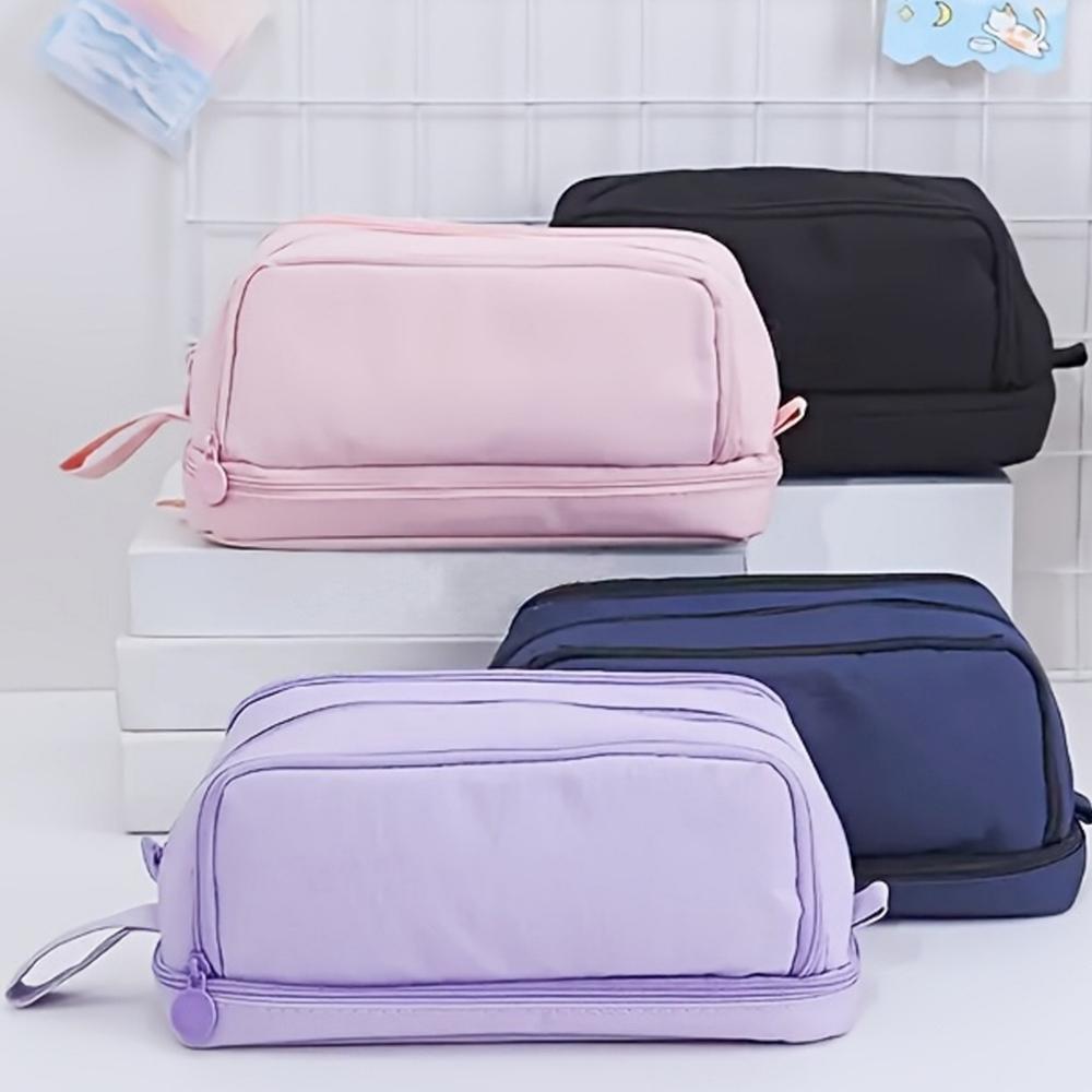 Large Capacity Pencil Case 4 Compartments, Zipper Pencil Pouch Bag Stationery Organizer for Office College School Teens Girl Boy
