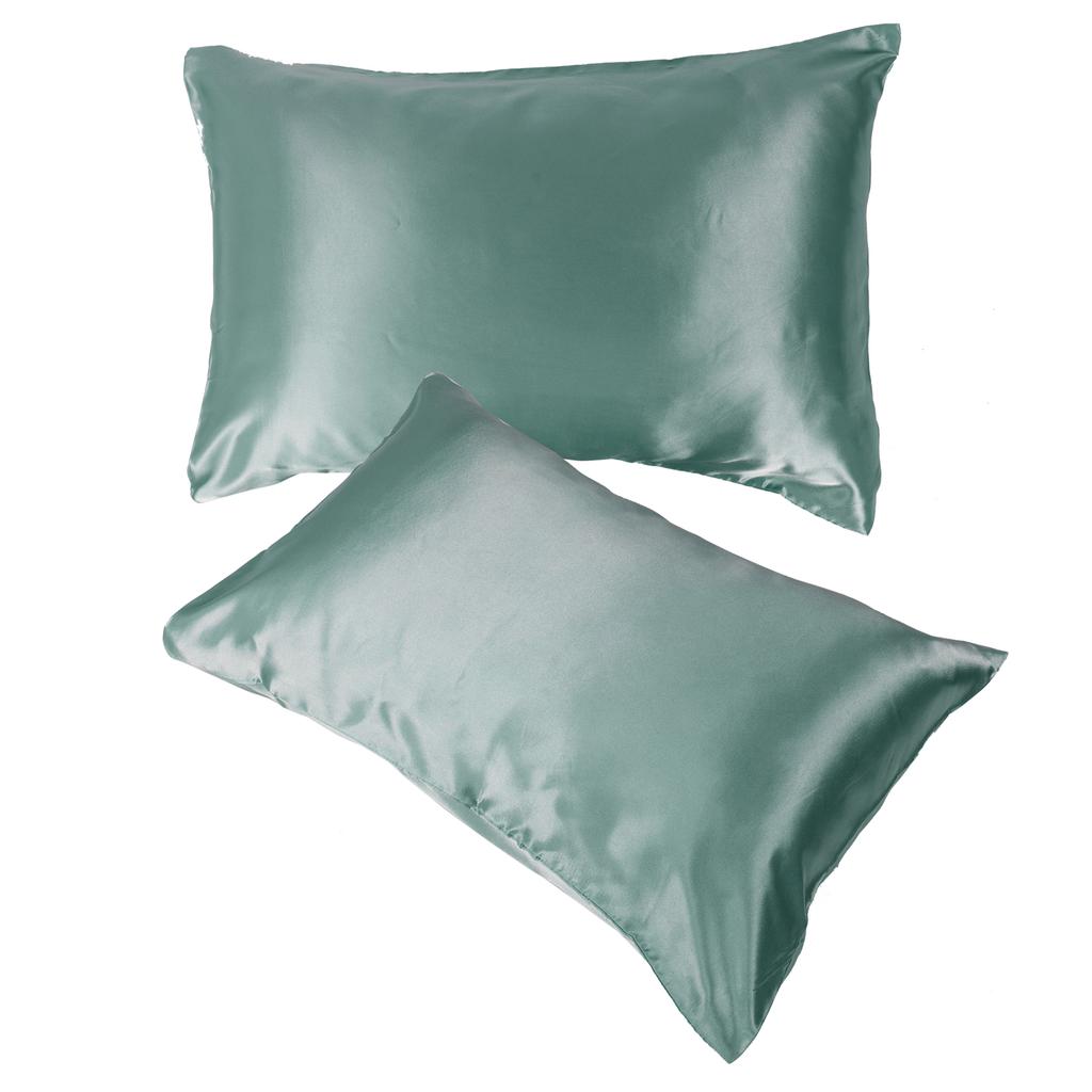 2pcs 75 X 150D Satin Pillowcase Soft Pillow Cover With Envelope Sealed Beddings Vert