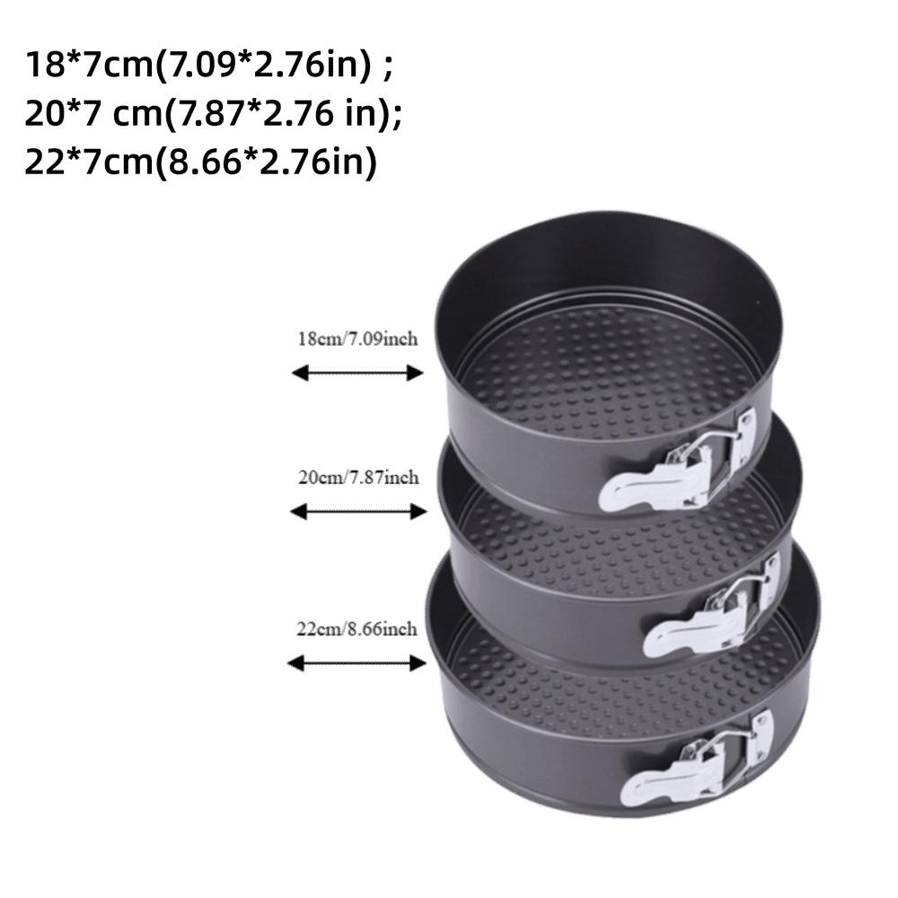 3pcs Nonstick Surface Springform Pan Set Carbon Steel Cheesecake Pan Set Cheesecake Pizza Bread 18+20+22cm