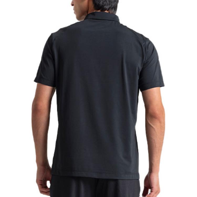 Mizuno Essential Series Solid Color 3D Logo Design Casual Cool Breathable Short Sleeve Polo Shirt Men Polo Shirts Black K2CA41E2-09