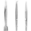 3pcs Cake Decorating Tools Set, Stainless Steel Straight & Bent Tweezers, Shovel Head Tweezers Professional Sprinkles Tools for Baking Cupcake