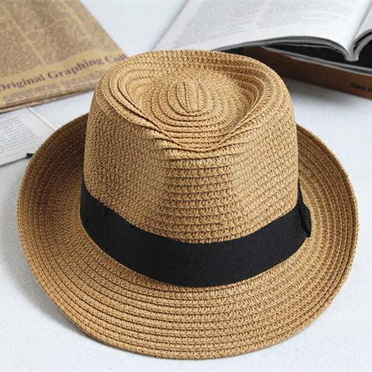 Spring and Summer Parent-child Children Straw Hats Men and Women Jazz Top Hats Baby Trendy Hats Sunshade Sunscreen Travel Beach Hats