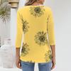 Women's Fashion Casual V Neck 3/4 Sleeve Loose Printed T-Shirt Ladies Top