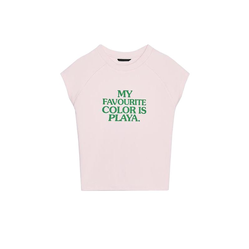 Spring and Summer New Women's Clothing Minimalist Easiest for Match Multi-Color American Printing Super Short Sleeve round Neck T-shirt 0085323