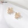 14K Gold Plated Brass Inlaid Zircon Bow Knot Tree Flower Charms For DIY Necklace Earrings Jewelry Making Accessories