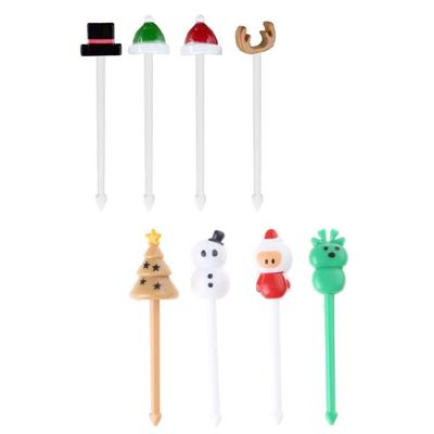 4Pieces Christmas Fruit Sign for Kids Adults Reusable Lunch Box Toothpick