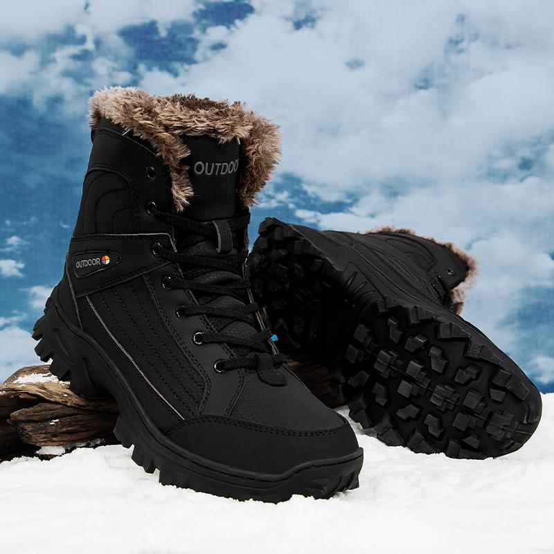 Winter Outdoor wasserdichte Herrenstiefel, russischer Stil, Stiefeletten für Herren, Schneestiefel, Übergröße 40–48