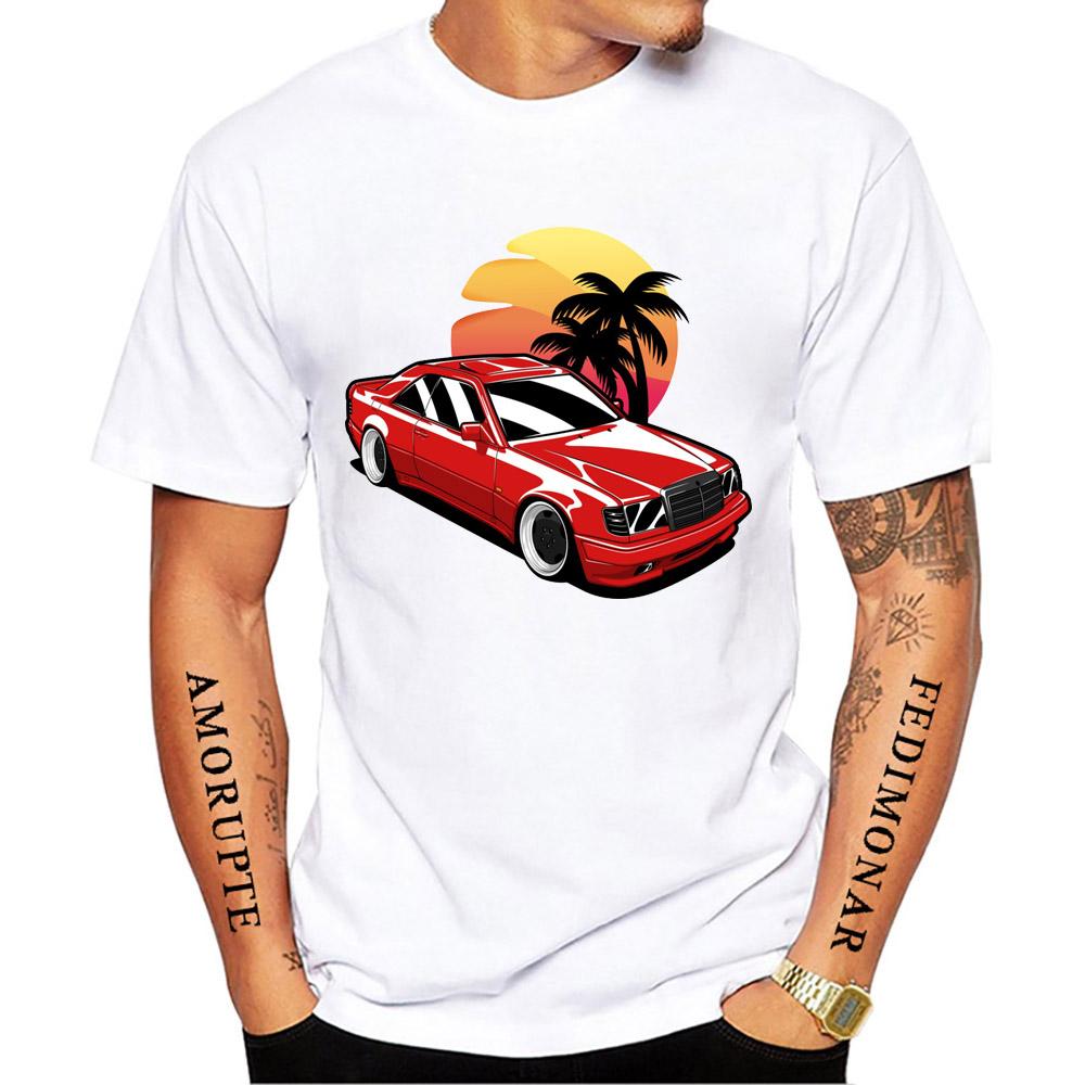 Neue Sommer Mode Unisex Kurzarm W124 E500 Zitat Schmutziger Stil T-Shirt Junge Sport Lässig Weiße Oberteile Oldtimer Hip Hop T-Shirts