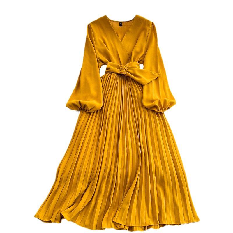 Retro Lantern A- line Pleated Elegance Large Swing Dress