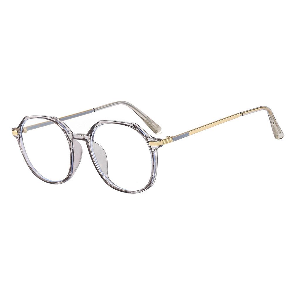 2053 Ochelari de protecție cu ramă rotundă neregulată, culoare ramă optică transparentă, anti-lumină albastră, oglindă simplă cu lumină