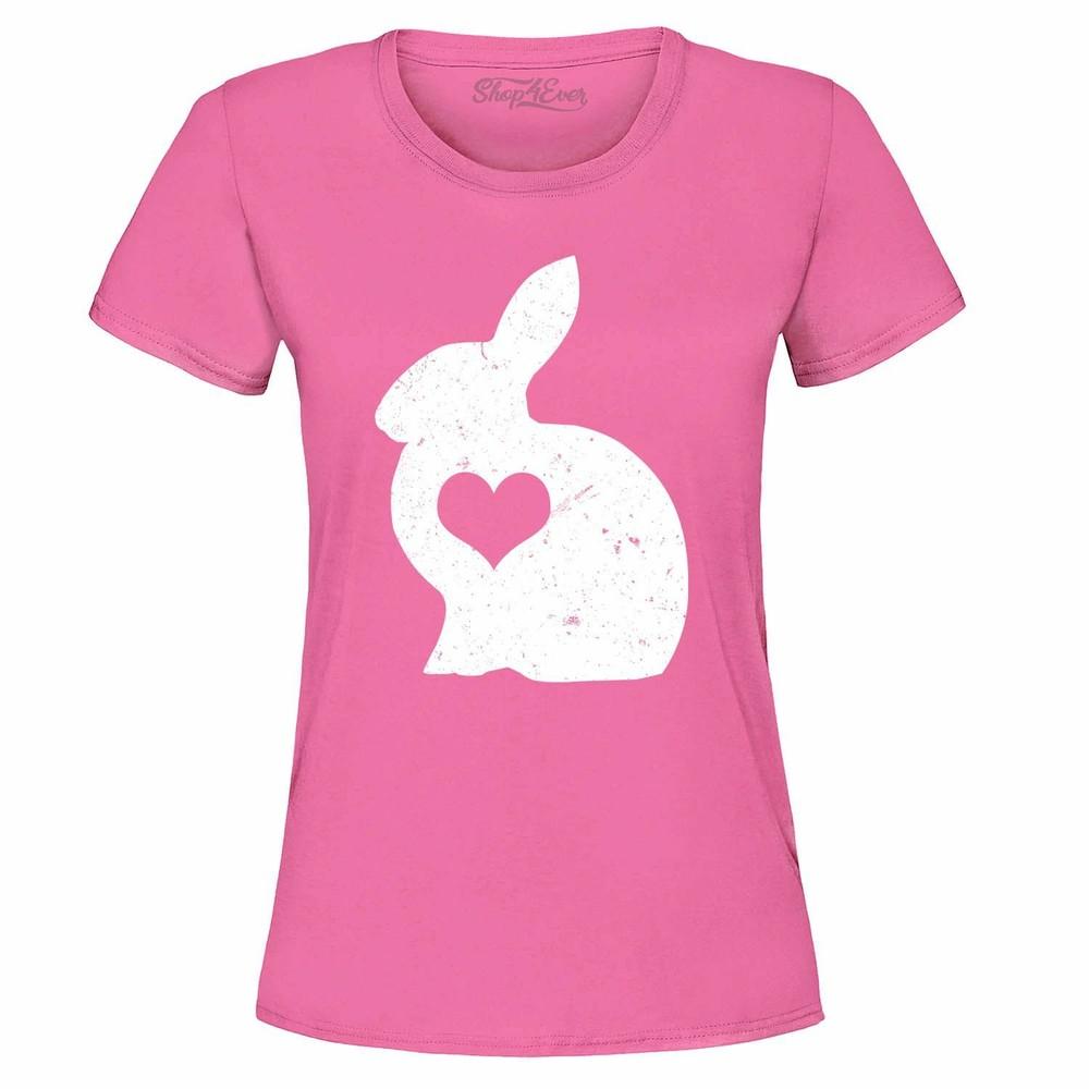 Easter Bunny with Heart Women's T-Shirt Fun Cute Easter Egg Hunting Shirts