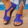 Damen Einfarbig Elegant Sandalen Leicht Flach Elastisches Riemchen Sommerurlaub Schuhe