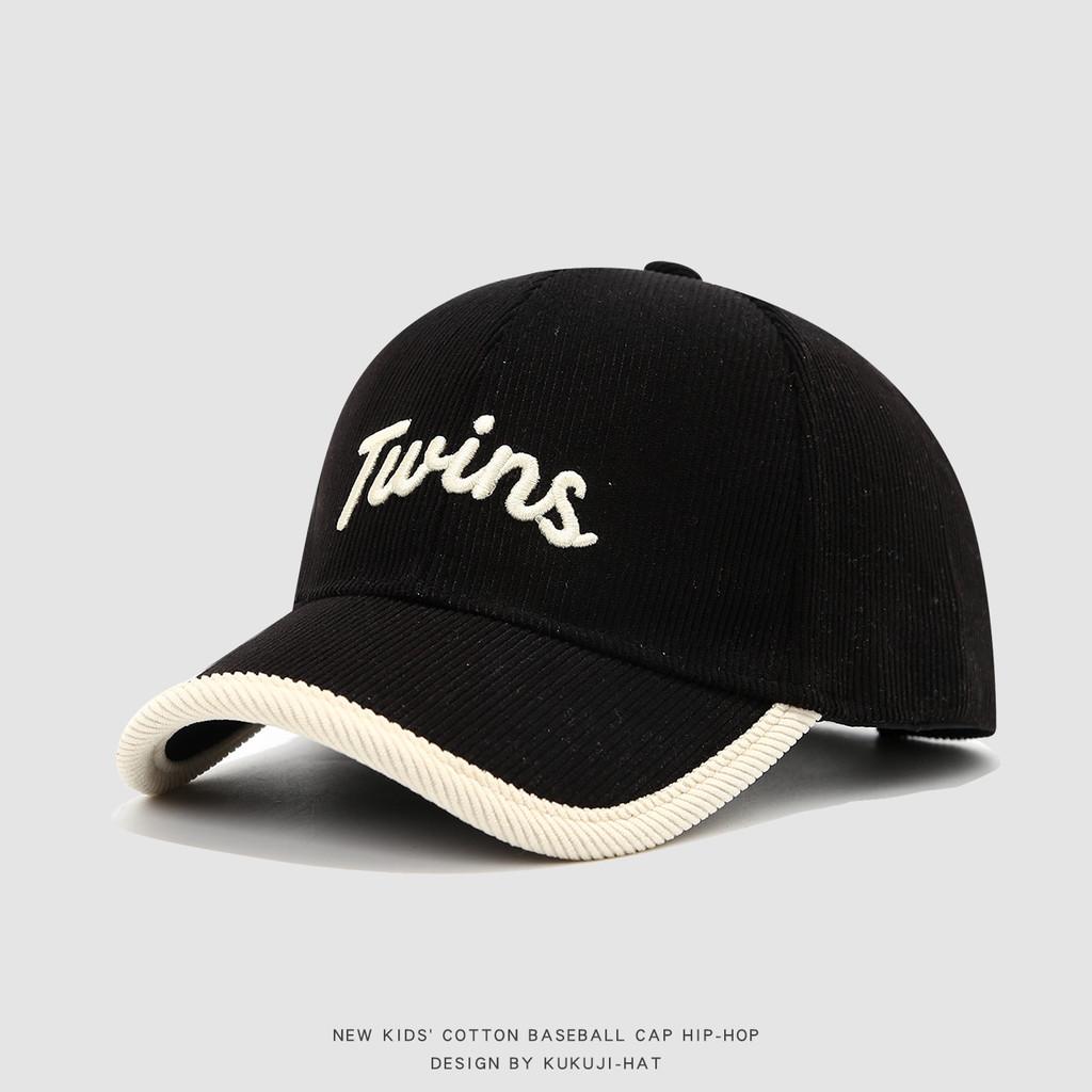 Children Corduroy Cap With Embroidered Letters For Autumn Winter Warmth And Sun Protection