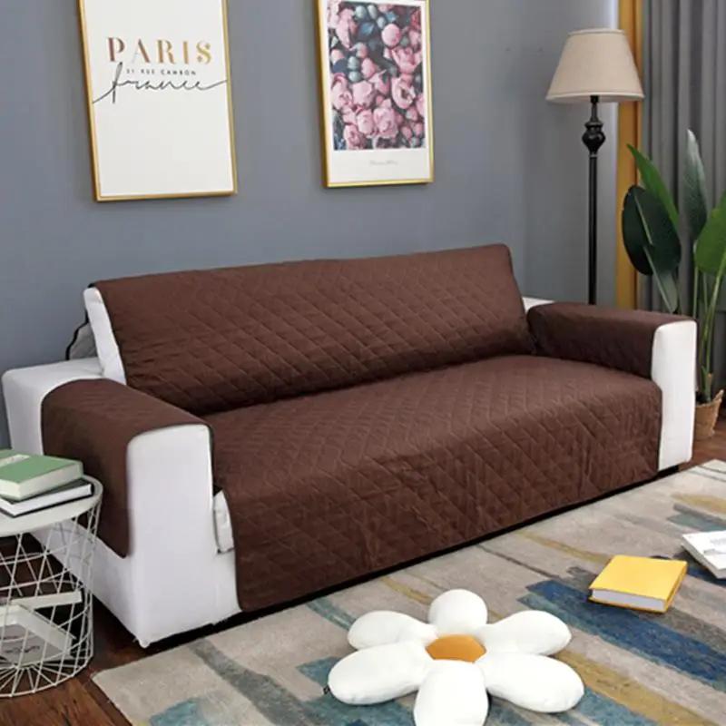 Hot Reversible Quilted Diamond Grid Sofa Mat Waterproof Solid Color Furniture Protective Cover Household Non Slip Couch Cushion