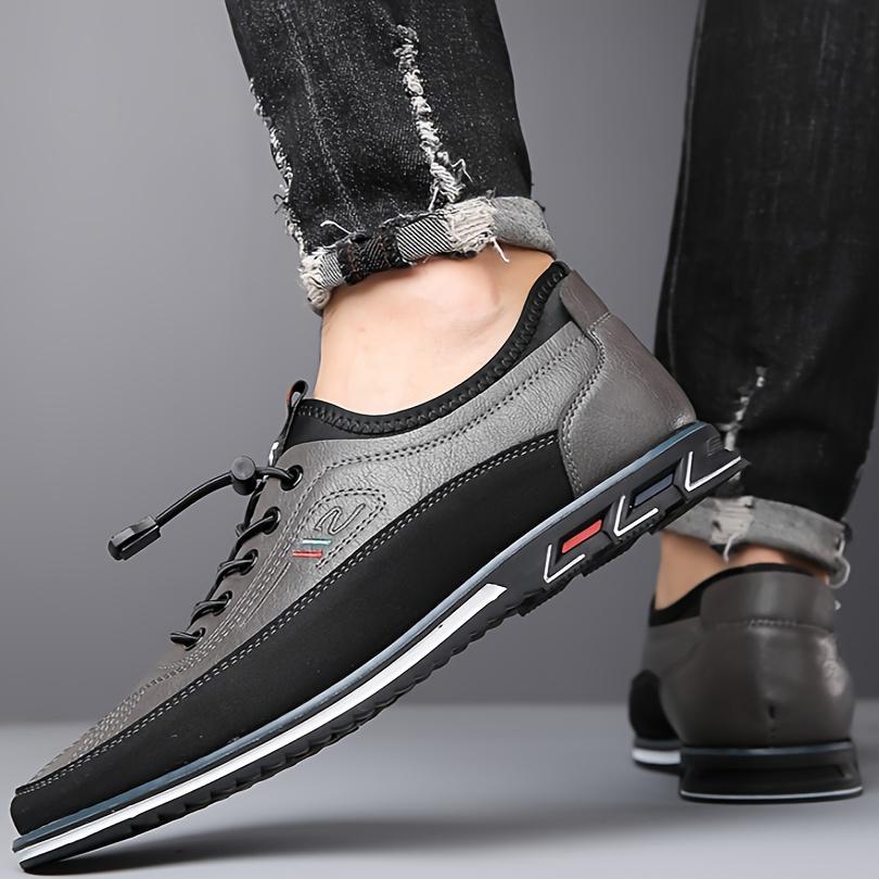 Men'S Plus Size Color Block Dress Shoes - Breathable Non-Slip Rubber Sole, Stylish Lace-Up Design for Business & Casual Wear, Comfortable EVA Insole