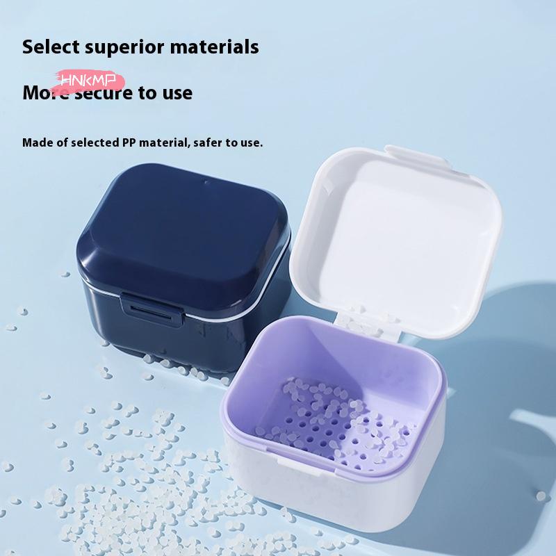Portable Retainer Case Double Layer Braces Box Mouth Guard Teeth Aligner Denture Storage Case for Oral Cleaning False Teeth