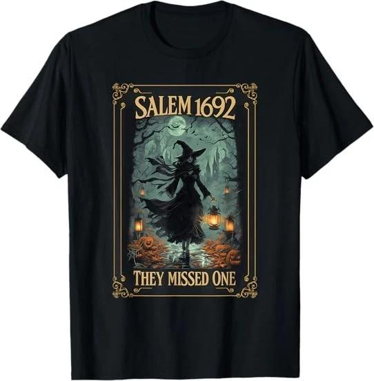 Men s and Women s T-shirts NEW LIMITED Salem 1692 They Missed One Halloween Witch Card Tee T-Shirt S-3XL XXXXL