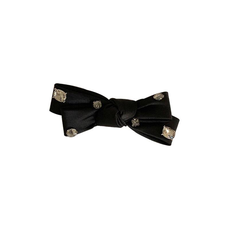 Black Rock Sugar Hairpin with Small Butterfly Knot and Glittering Diamonds for The Side Braid Hair Accessory, Headwear, Side Clip, Elegant Style