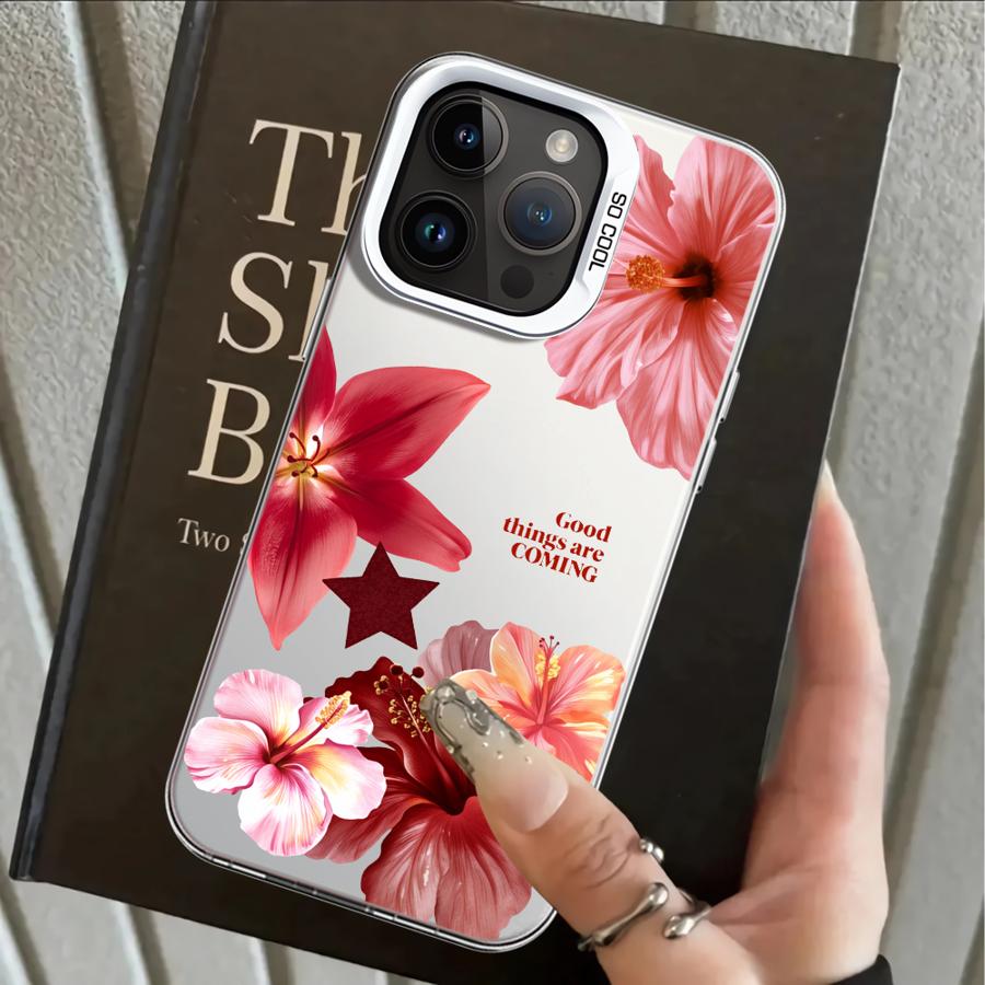 Cherry Flower Print Clear Case for iPhone 17 Pro Max 16 14 11 XR XS 12 13 Pro 15 Plus Air Back Phone Cover