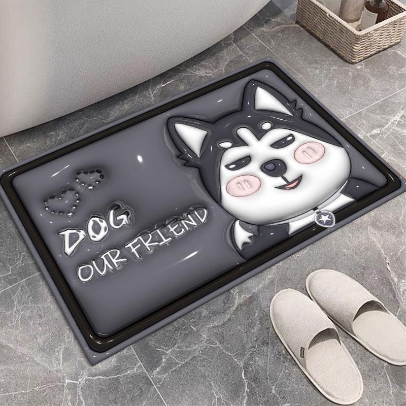 Expandable Cartoon Diatomaceous Floor Mat: Quick-Drying, Water-Absorbent, Anti-Slip, Easy to Clean for Bathroom and Entrance.