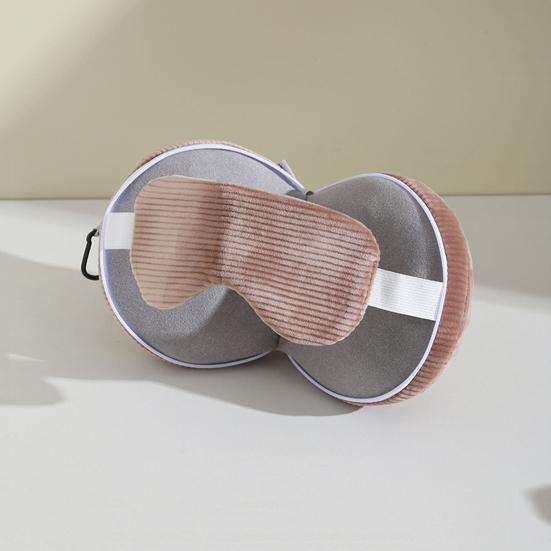 Yousheng Travel Neck Pillow with Eye Mask 2-in-1 Portable Neck Support Pillow Zippered Foldable Pillow with Carabiner for Neck Pain Relief Flights Car