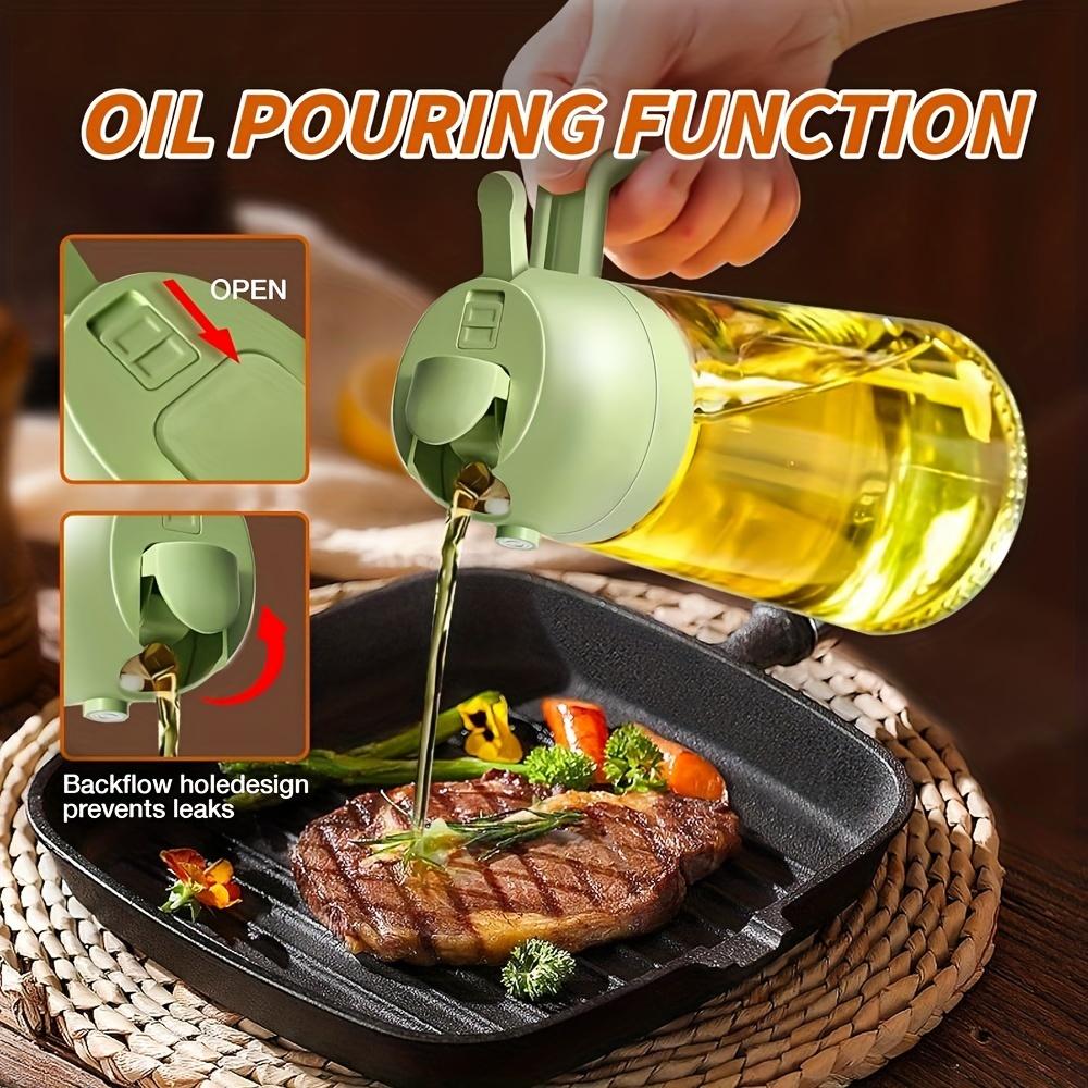 3pcs Oil Dispenser Bottle for Kitchen 2 in 1 Oil Sprayer for Cooking, 17oz/500ml Glass Oil Spray Bottle with Pourer Food-grade