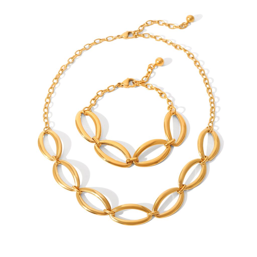 Euro-American light luxury geometric oval necklace, exaggerated niche design, high-end titanium steel bracelet