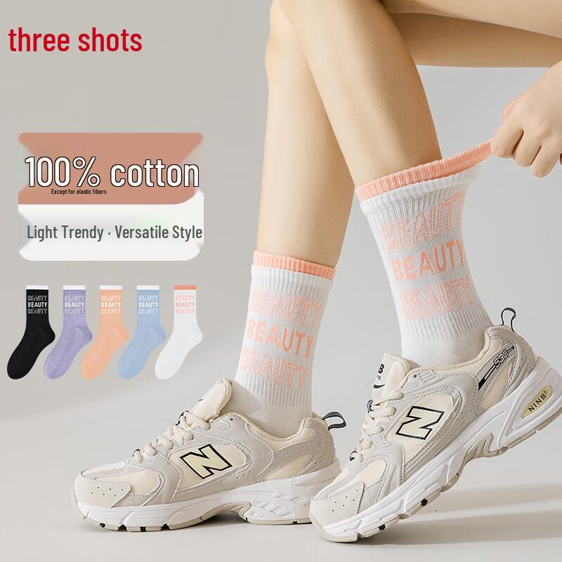 Sanqiang Women s Rhythm Series Pure Cotton Crew Socks One Size