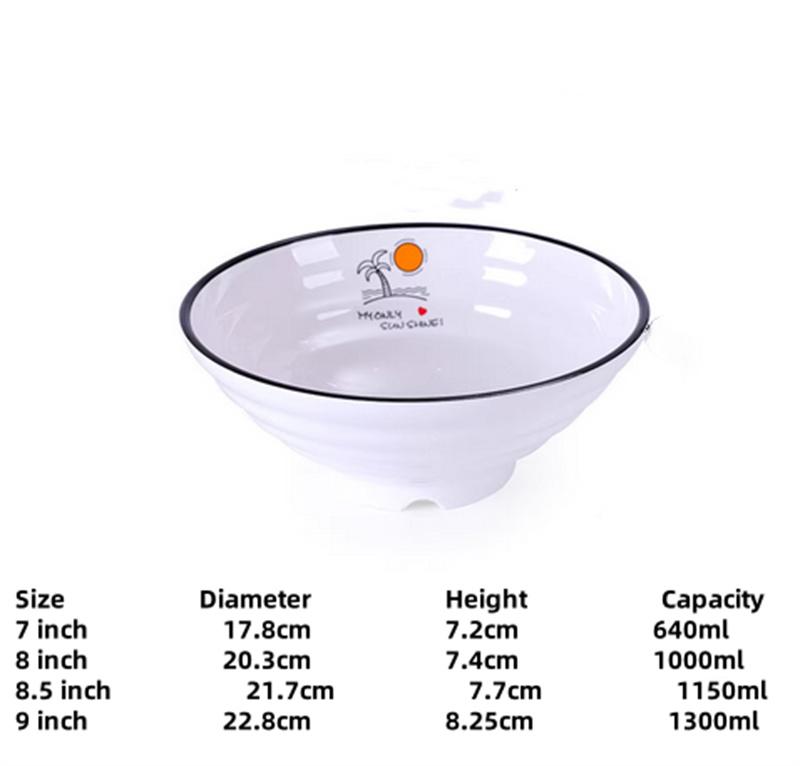 Melamine Noodle Bowl Household Plastic Tableware Restaurant big round Ramen Salad Bowl Thickened Not Easily Broken Soup Bowls