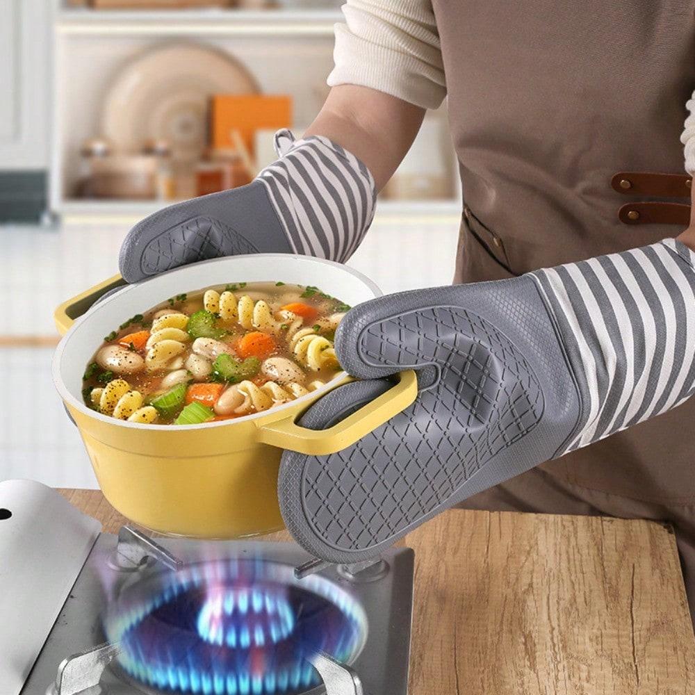 Heat-Proof Gloves Nordic Stripes Insulated Oven Baking Anti-Scalding Kitchen Supplies
