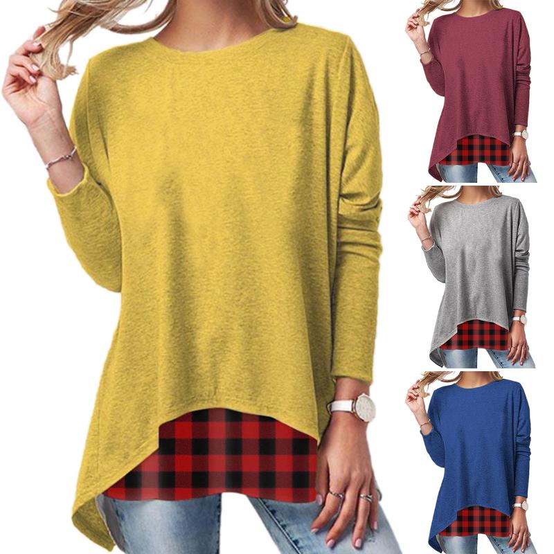 Damen Europäisch Amerikanisch Frühling Herbst Neuer Stil Hoodie Einfarbig Rundhalsausschnitt Langarm Pullover Lässig Vielseitiges Oberteil