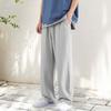 Men Pants Ice SIlk Wide Leg Straight Thin Side Pockets Japanese Style Elastic Waist Solid Color Gym Traning Jogging Sweatpants Long Trousers