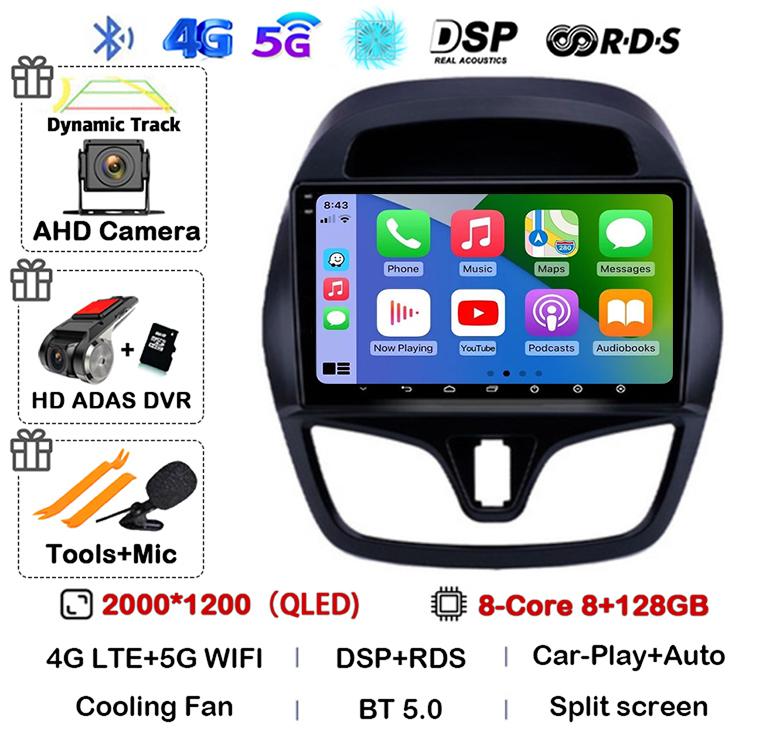 Android 14 Wireless Carplay Auto Car Radio For Chevrolet Spark 2015 2016 2017 2018 Multimedia Video Player GPS Navigation Stereo