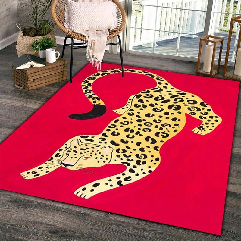 Crystal Velvet 1pc Leopard Pattern Non Slip Carpet, Machine Washable And Fatigue Resistant Carpet, Very Suitable for