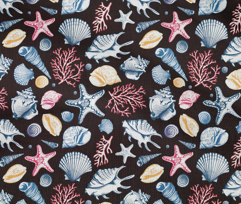 oneOone Cotton Flex Dark Wine Fabric Sea Shells Pattern Sewing Craft Projects Fabric Prints By Yard 40 Inch