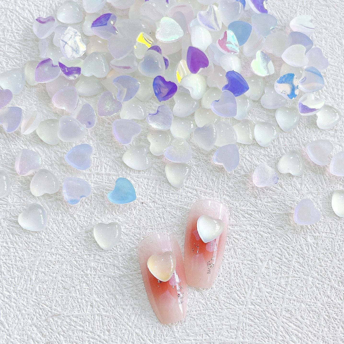 Hot-selling Mocha Protein Heart Nail Art Accessories Cat Eye Heart Nail Decorations DIY