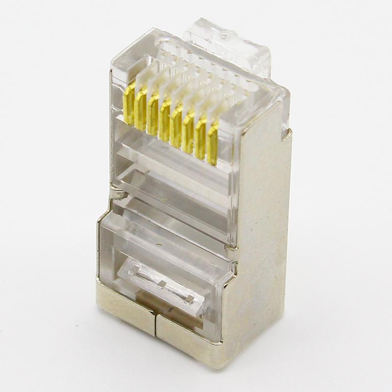 50pcs Rj45 Connector Cat6 Shielded Network Connectors Rj45 Plug 8p8c Terminals for Stp Ethernet Cable Switches Modem
