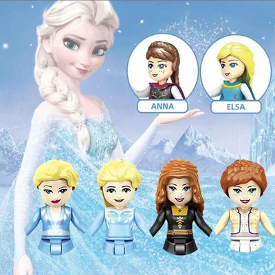 Promotions!! 4Pcs/Set Girl Princess Elsa Olaf Anna Kristoff Model Blocks Action Figure Building Bricks Toys For Children