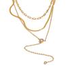 Yhpup Stainless Steel Layered Snake Chain Zirconia Drop Stacking Necklace Temperament Chic Charm Bib Jewelry Gift Waterproof
